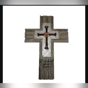 Rustic Resin Wall Cross | “Blessed Beyond Measure” | Faith & Fall Home Decor